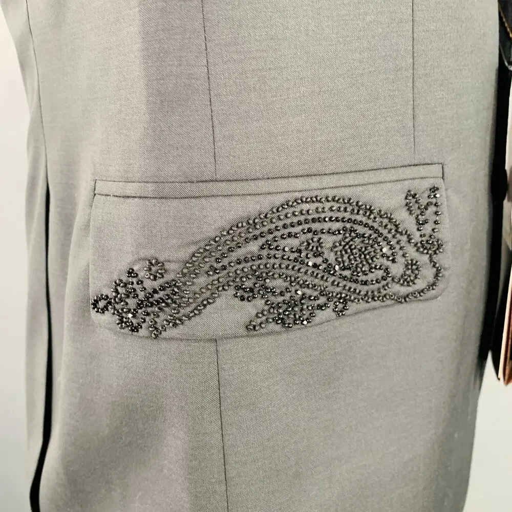 ETRO Size 42 Giacche Black Beaded Wool Notch Lapel Sport Coat